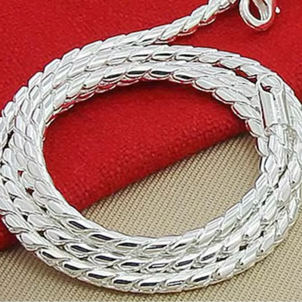 Sterling Silver Plated 5mm Snake Chain Necklace for Woman Man 20 Inches